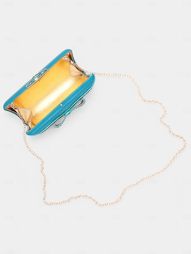 – Sandals Gold Clutch Bow Rhinestone Flat Matching with