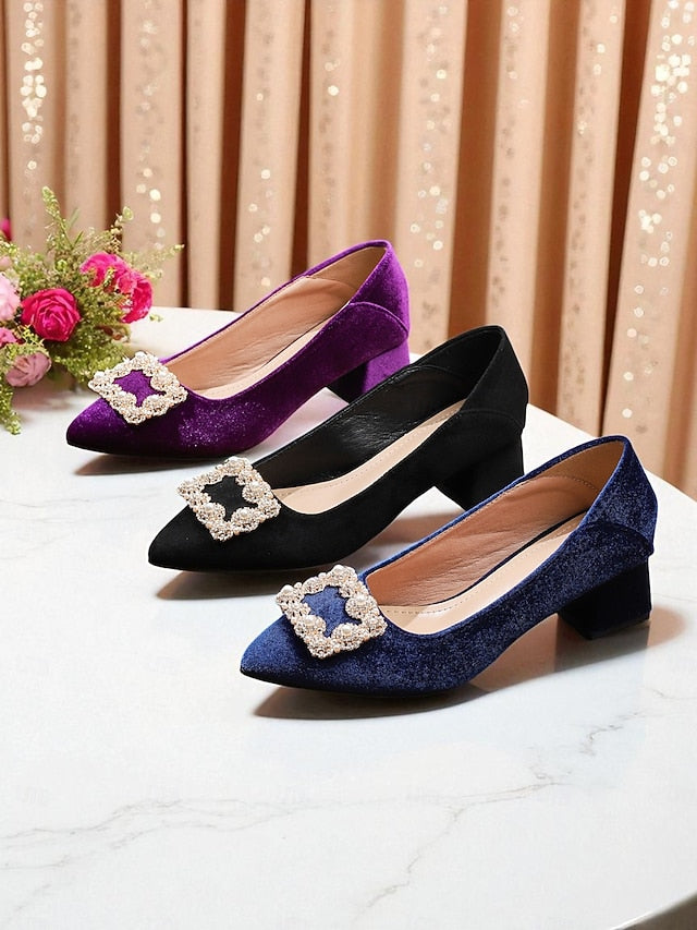 Glitter and Women's Pearl Pointed Purple with Toe Flats