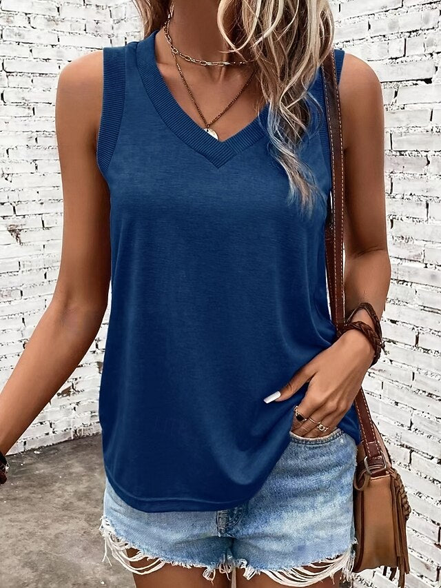 Women's Tank Top Sleeveless Shirt Tee Top Solid Color