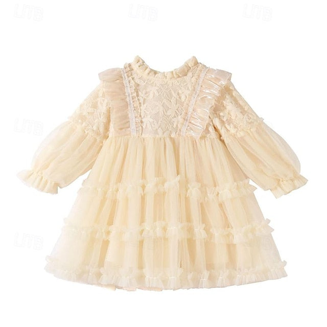 Party Dress Color Long Kids Flower Girls' Solid Girl