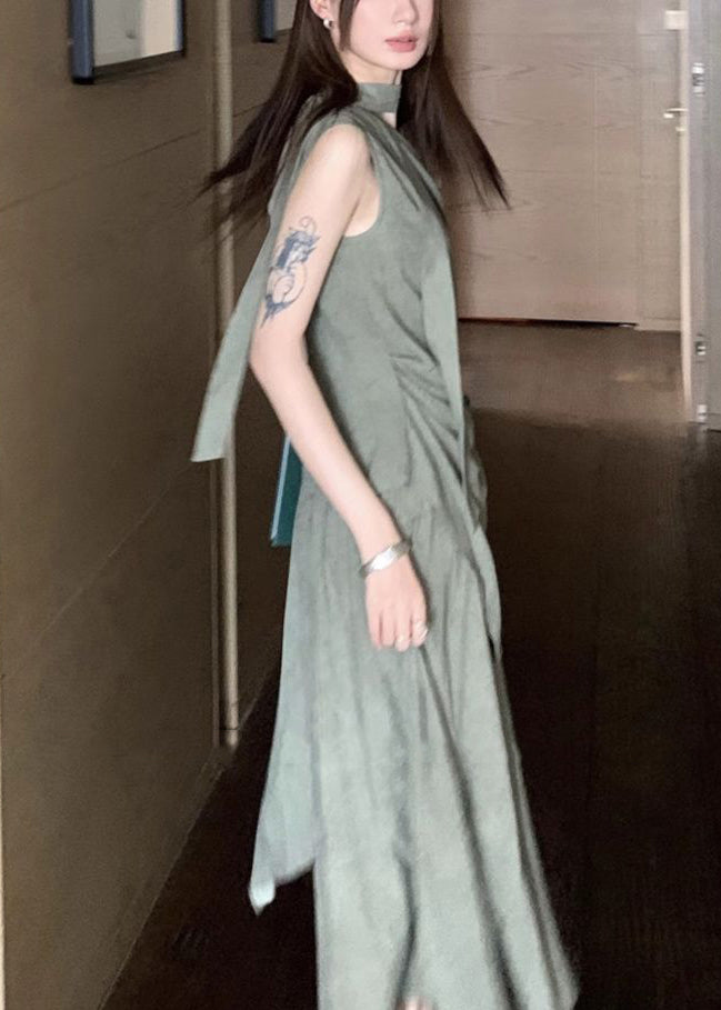 Stil Grün Asymmetrische Baumwolle Frauen Sets 2 Stück Sommer EE026