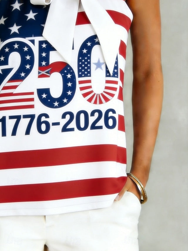 American Independence Day Women's Satin Top Tank Top