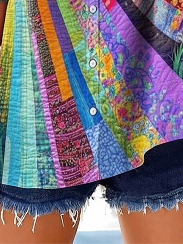 Women's Shirt Buttons Print Graphic Sun Vacation Daily