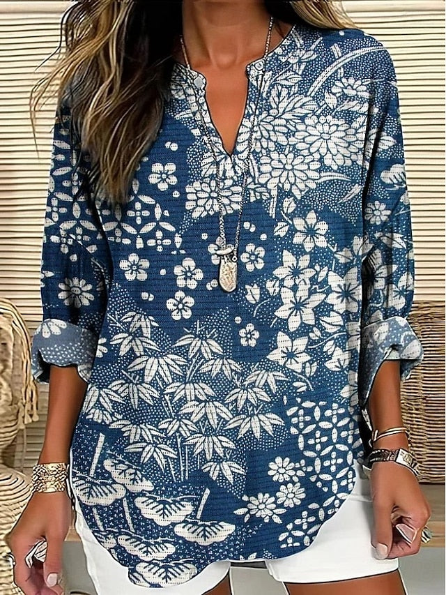 Women's Shirt Boho Shirt Blouse Print Floral Graphic