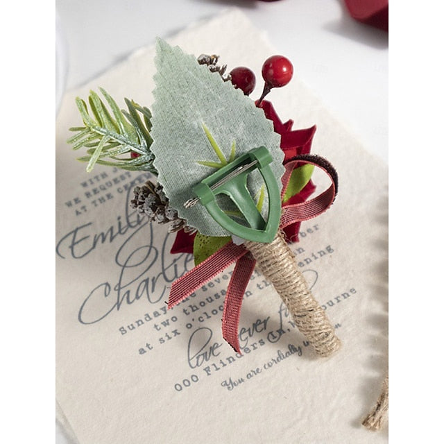 Boutonniere Women's Christmas and Corsage Red Set Rose