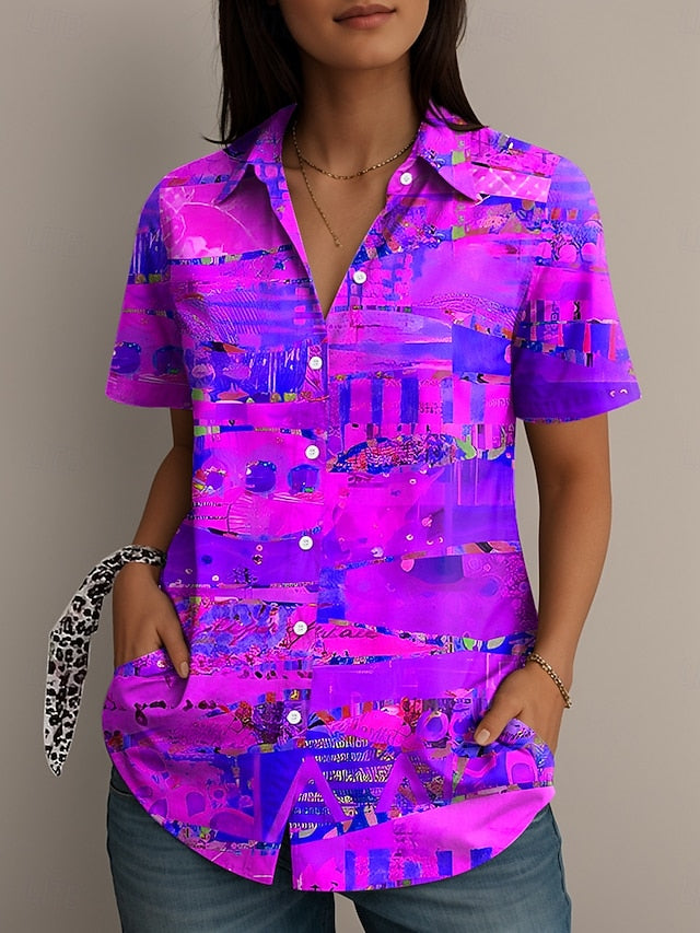 Women's Shirt Long Sleeve Button Down Blouse Graphic