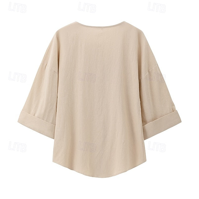 Women's Cotton Linen Shirt Summer Shirt Beach Shirt Button