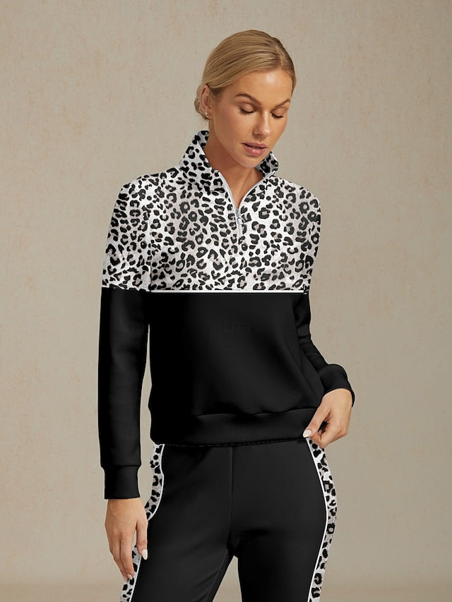 Women's Golf Pullover Sweatshirt Black Long Sleeve Top