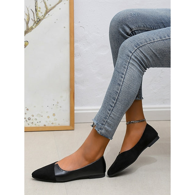 Elegant Slip-On Toe Two-Tone – Pointed Flats Women's