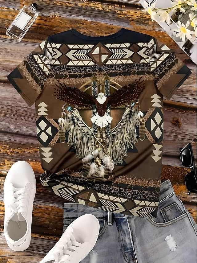 Women's Boho T Shirt Western T Shirt Graphic Geometric