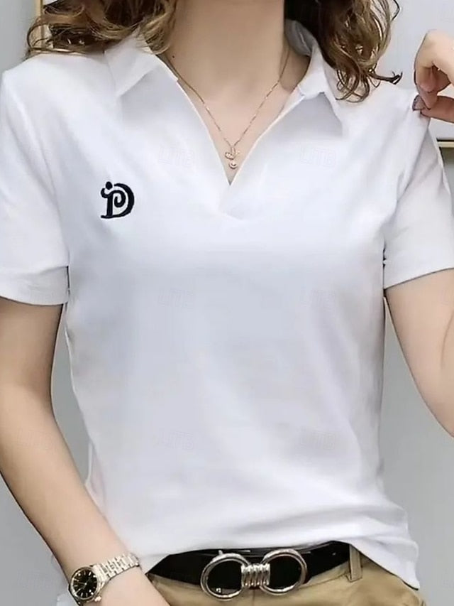 Women's Shirt Solid Color Stylish Basic Casual Short Sleeve