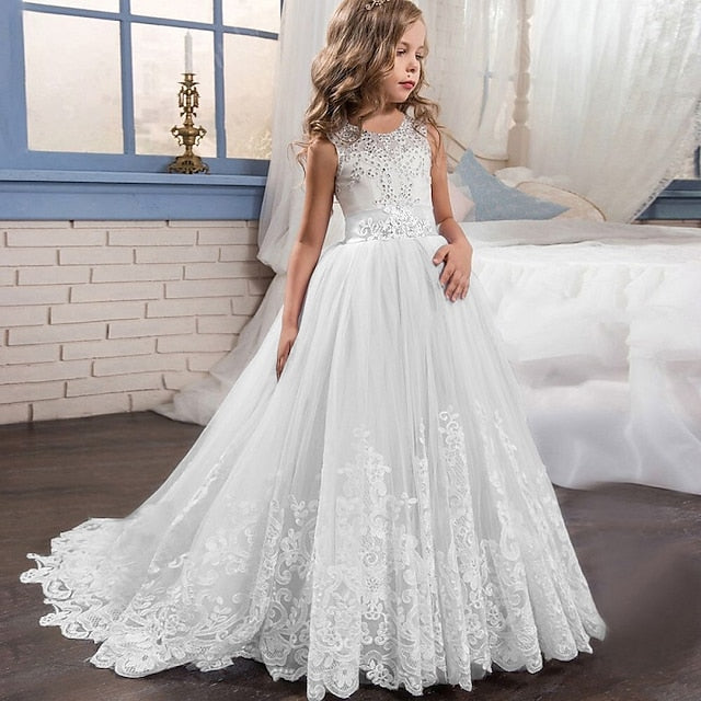 Flower Girls' Girl Dress Wedding Kids Sleeveless