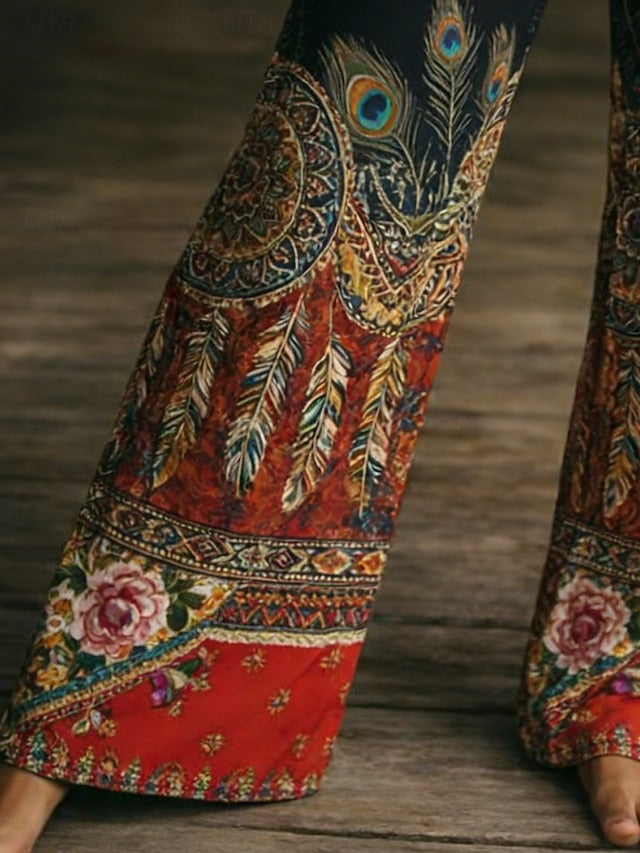 Women's Wide Leg Pants Trousers Vacation Fashion Boho Full