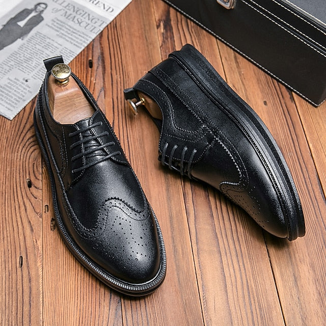 Shoes - White Derby Lace-Up Stylish Men's Leather Brogue