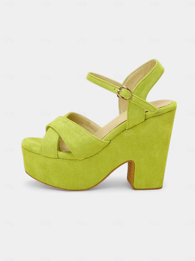 Suede Hot Women's Sandals Platform with Pink Ankle - Strap