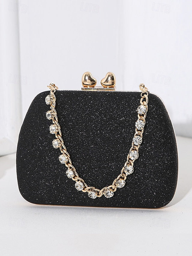 Green Evening Rhinestone Clutch Sage Women's with Glitter