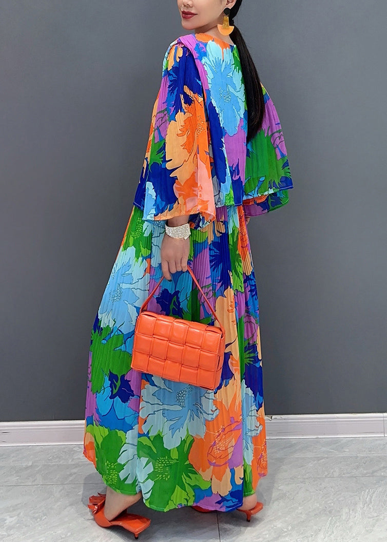 Zweiteiliges Anzug-Set aus Bio-Regenbogen-Oberteil mit Rundhalsausschnitt und Hose mit weitem Bein, Herbst AO1052