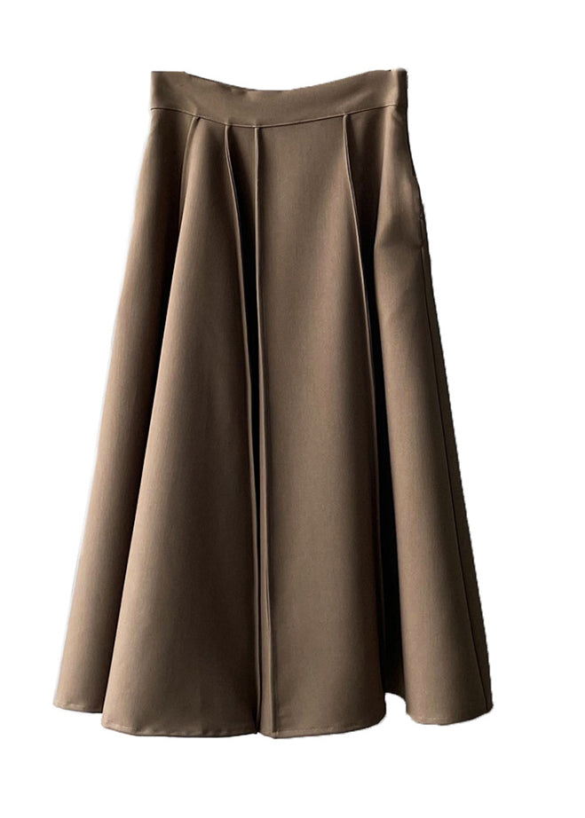 Jupe kaki taille haute froissée à ourlet extra large, automne WD024