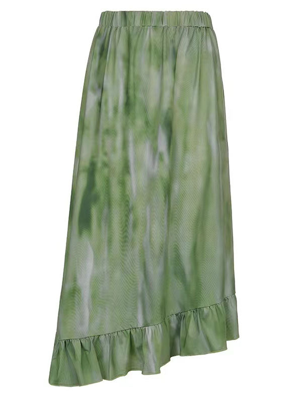 Belle jupe en coton à imprimé patchwork froissé vert printemps AZ1025