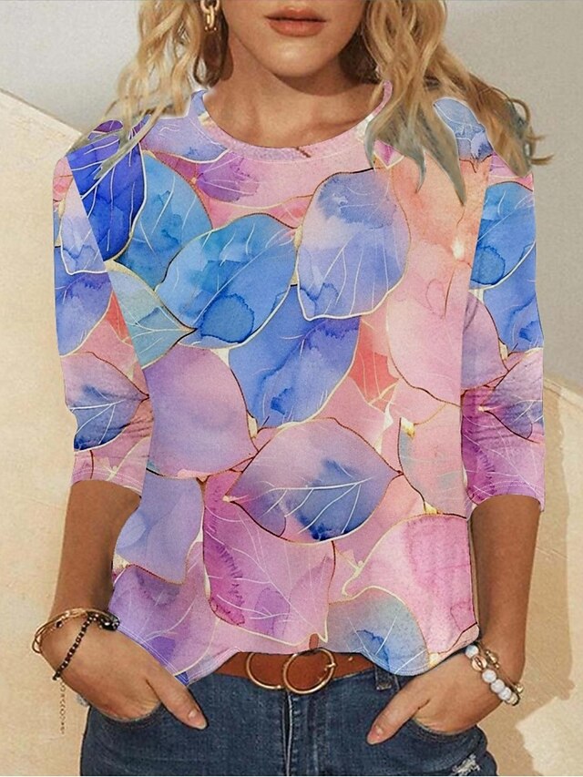 Women's T shirt Crew Neck Long Sleeve Tunic Elegant New