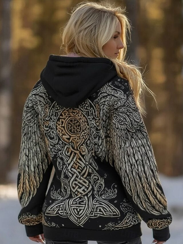 Women's Viking Pullover Hoodie Sweatshirt Graphic Animal