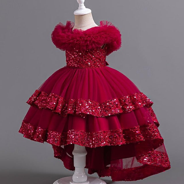 Kids Girls' Sleeveless Flower Party Sequin Girl Dress