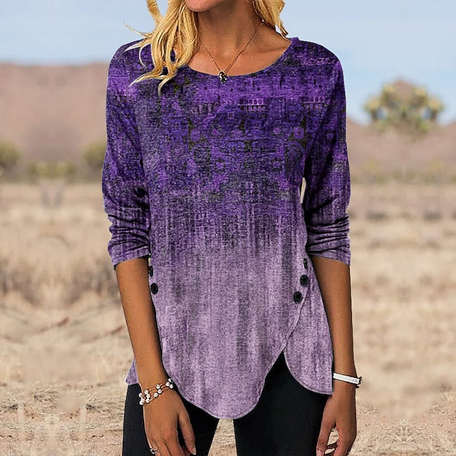 Women's Tunic T Shirt Print Graphic Vintage Tunic Ethnic