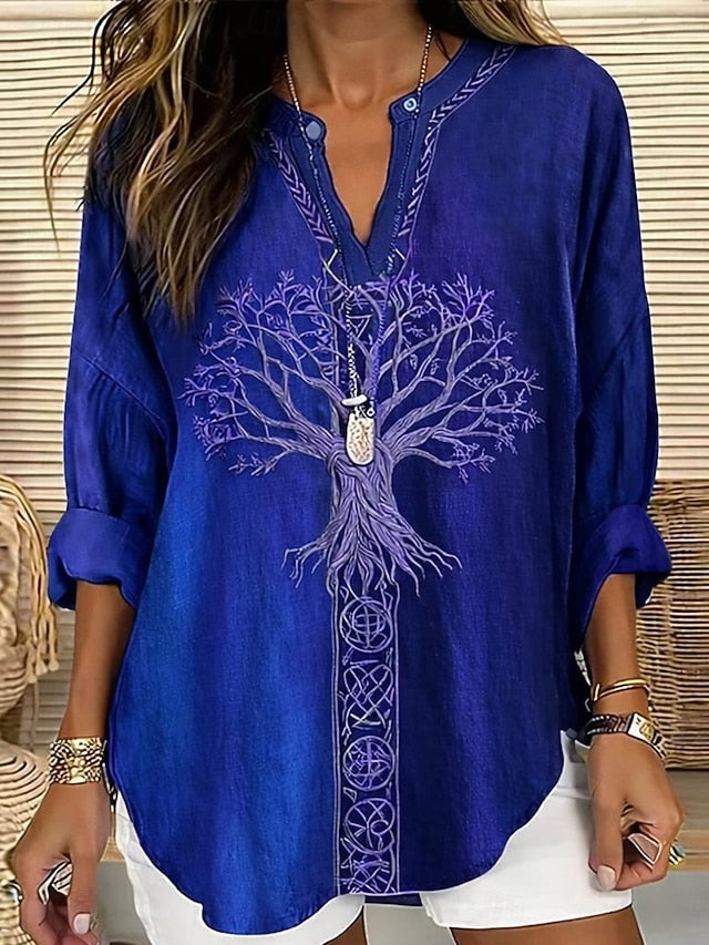 Women's Viking Blouse Ombre Graphic Geometric Vintage