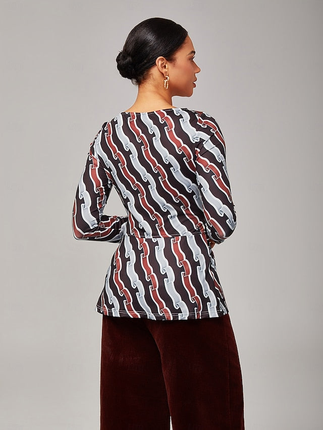 Ripple Print Stretch Off - Shoulder Top