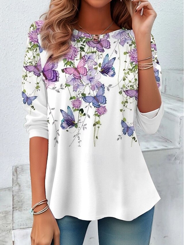 Women's T Shirt Print Floral Graphic Plants Stylish Classic