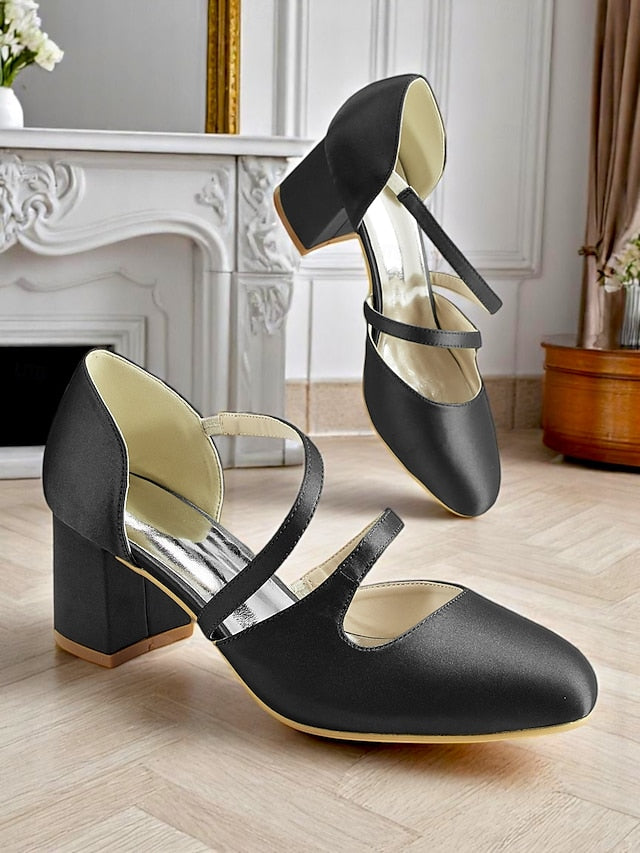 Jane 1950s Mary Elegant Green – Satin Block Heels Women's