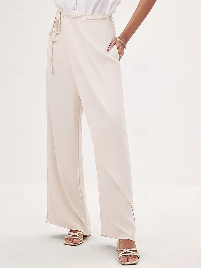 Women's Culottes Wide Leg Asymmetric Belted Full Length
