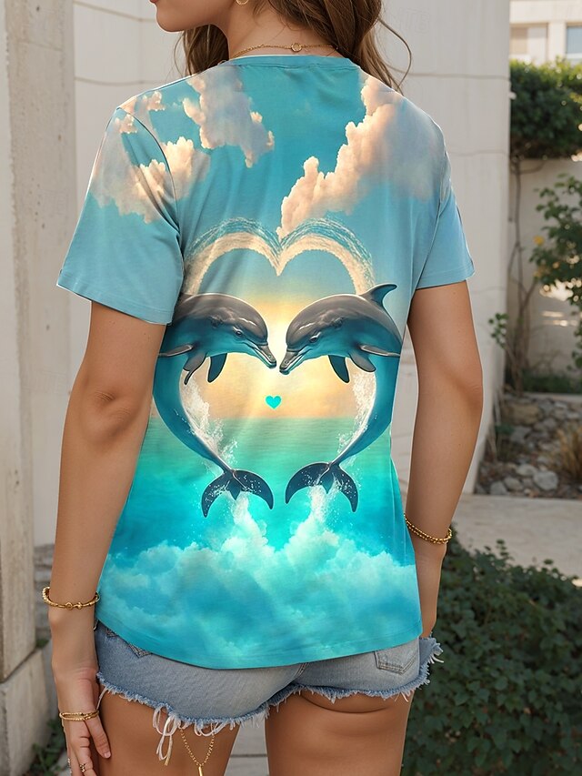 Women's T Shirt Print Animal Stylish Casual Short Sleeve V