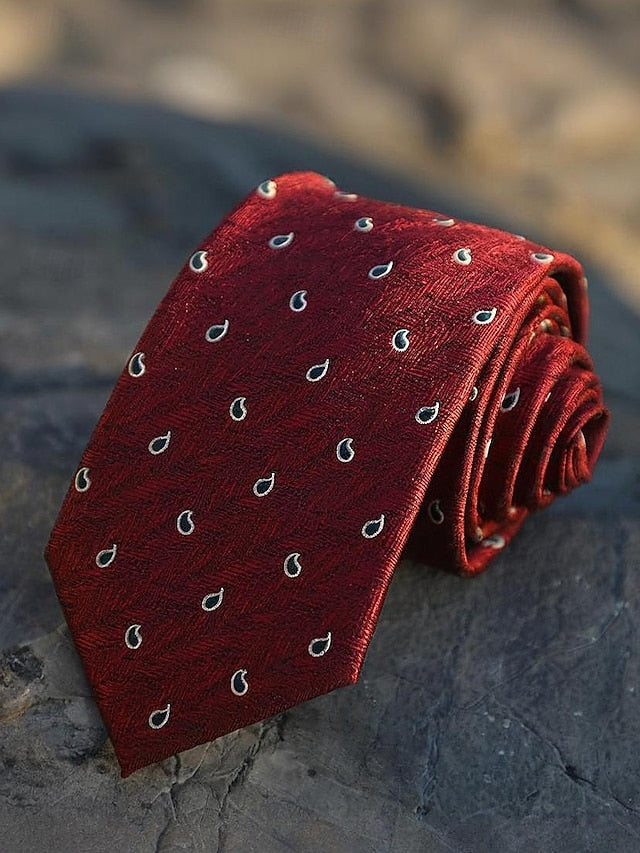 Striped Paisley Necktie and Silk Classic Men's Tie