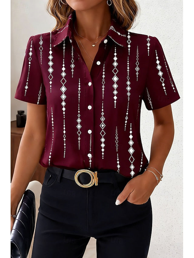 Women's Shirt Short Sleeve Graphic Geometric Vintage