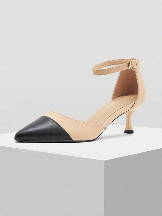 Kitten Ankle Pointed Stylish Toe Women's Heel Two-Tone