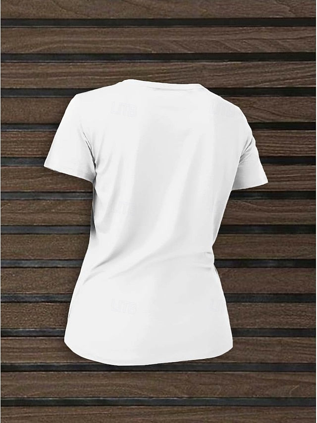 Women's T Shirt Casual Short Sleeve Regular Tops V Neck