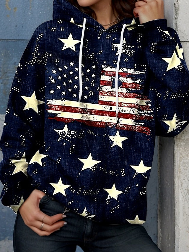 Independence Day Patriotic Shirt Women's Hoodie Pullover