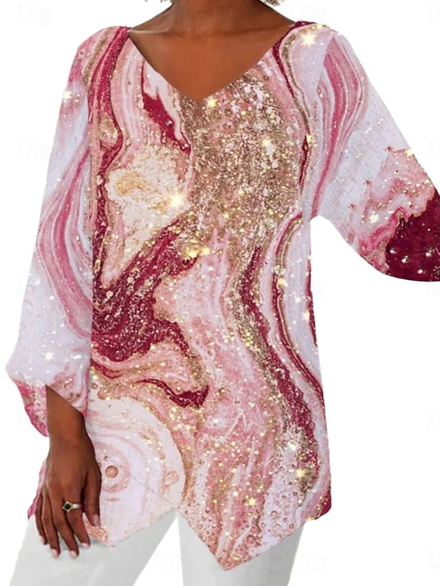 Women's Shirt Boho Shirt Blouse Patchwork Graphic Abstract