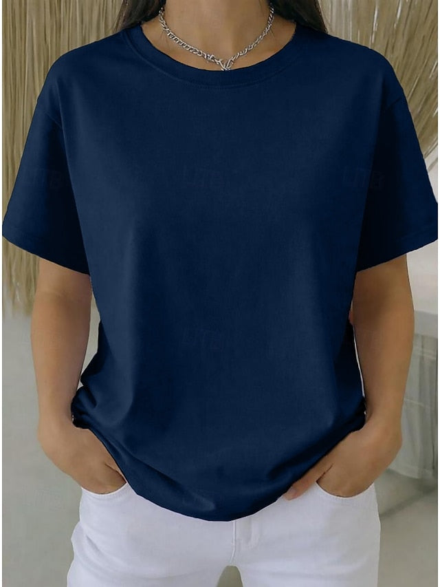 Women's Plus Size T Shirt Tee 100% Cotton Solid Color