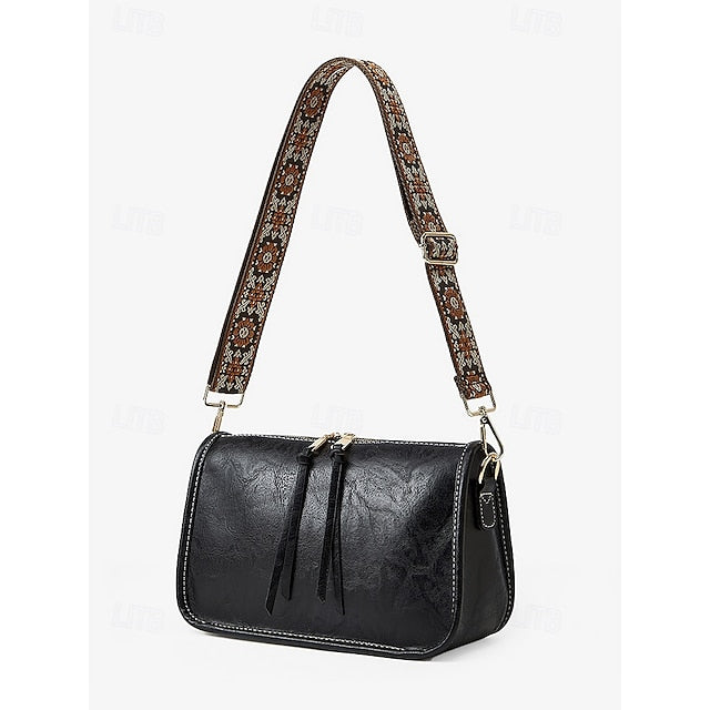 Bag Adjustable Leather Brown Faux Women's Shoulder with