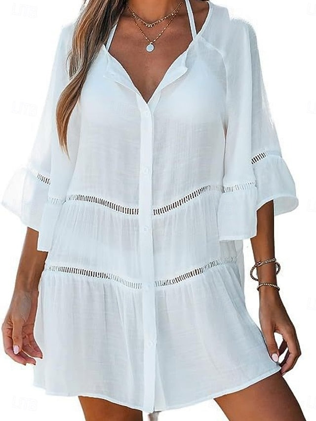 Women's Swimwear Cover Up Swim Dress Swimsuit Cut Out