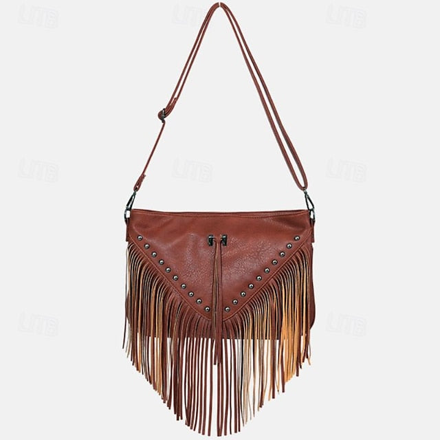 Crossbody Fransen Stil Bohemian Tasche mit Leder Damen