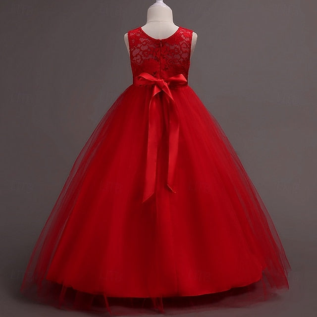 Cosplay Kids Girls' Party Solid Dress Color