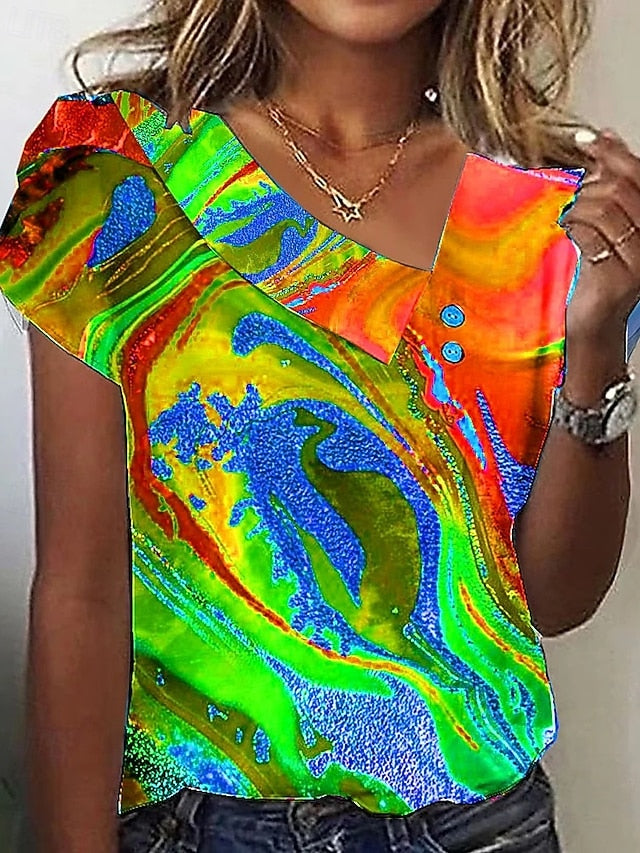 Women's T-Shirt Graphic Marble Elegant Stylish Casual