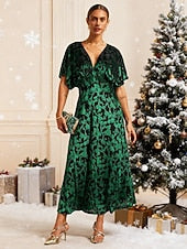 Women's Velvet Midi Dress Sheath Dress Elegant Party Party