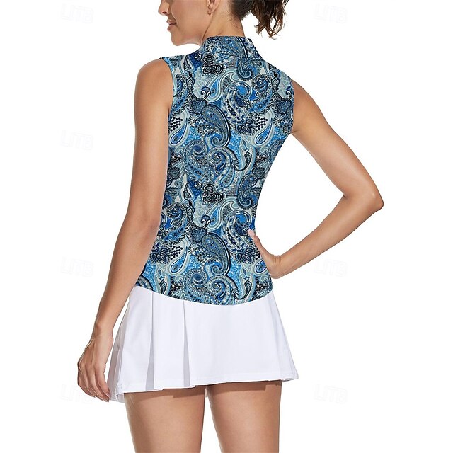 Women's Vintage Tennis Shirt Sleeveless Print UPF50+ Quick
