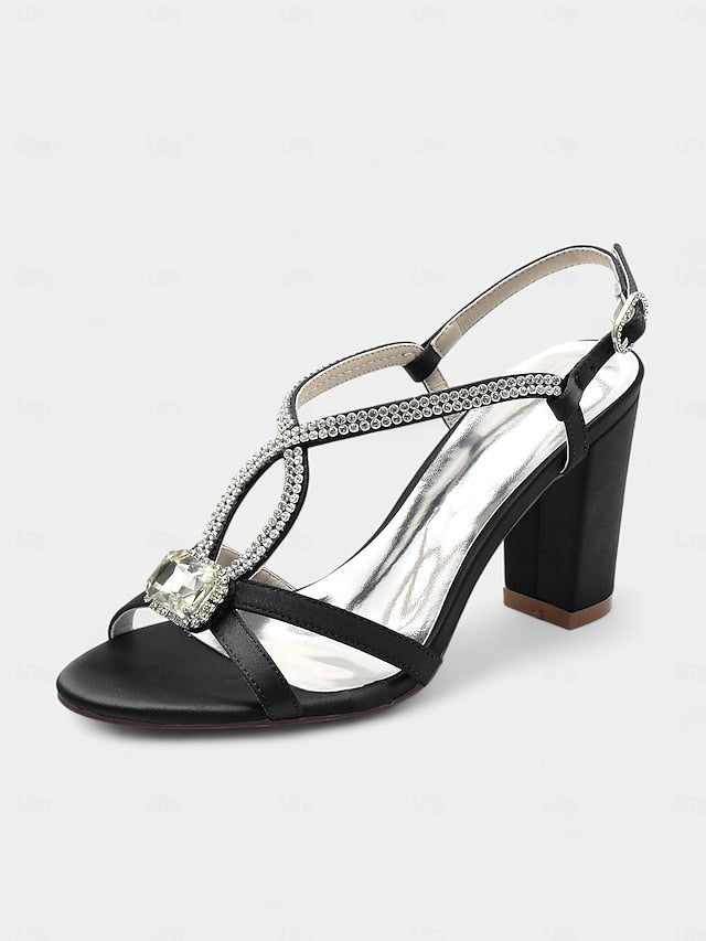 Sandals Elegant – Satin Rhinestone Royal Women's Blue