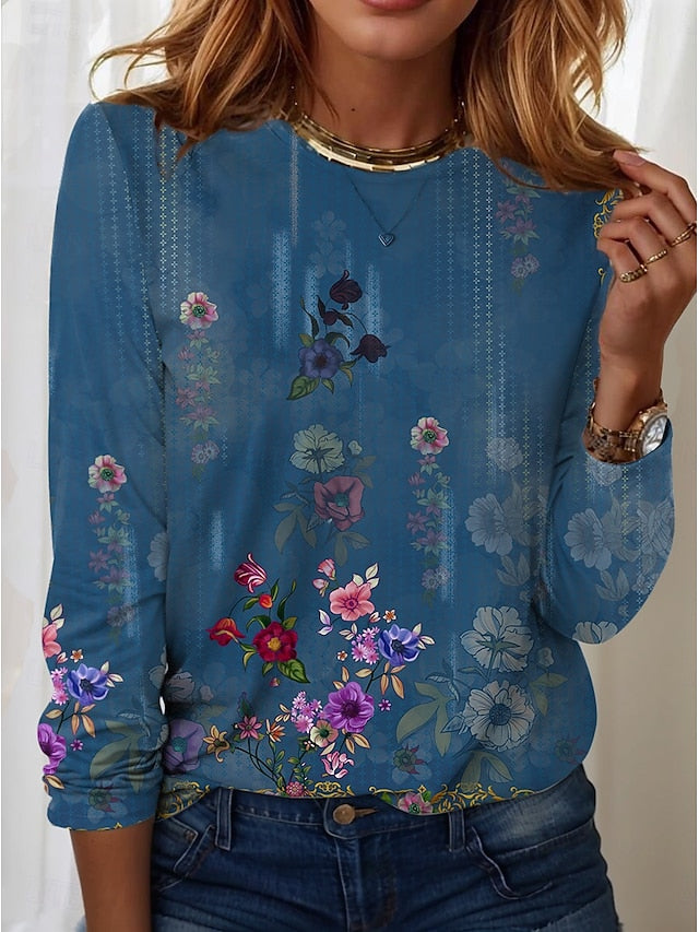 Women's T shirt Long Sleeve Crew Neck Long Sleeve Tunic