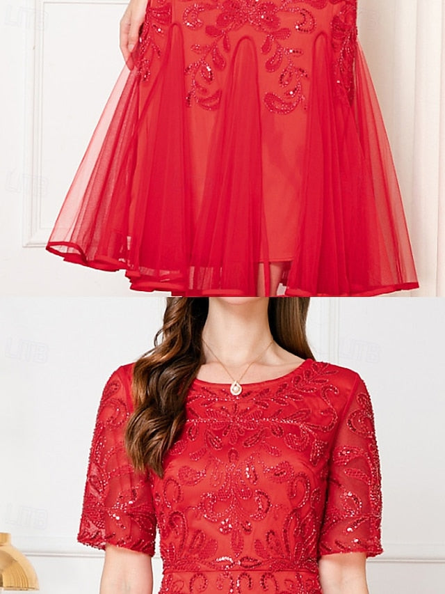 Dress A-Line V Mother the of Elegant Beaded Party Vintage Bride